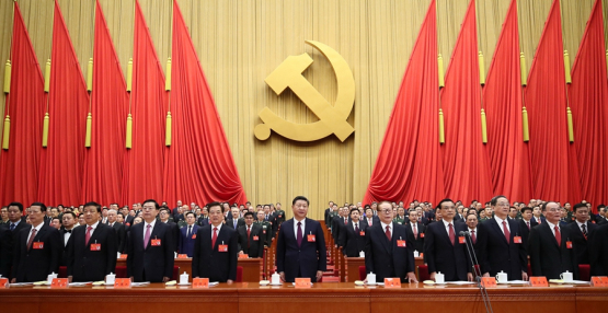10月18日，中国共产党第十九次全国代表大会在北京人民大会堂开幕。这是习近平、李克强、张德江、俞正声、刘云山、王岐山、张高丽、江泽民、胡锦涛在主席台上。新华社记者 兰红光 摄